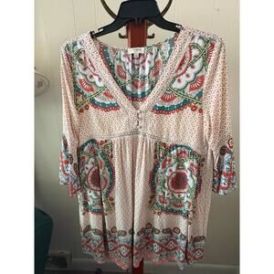 Umgee Bohemian Style Paisley Pattern Dress Sz Large